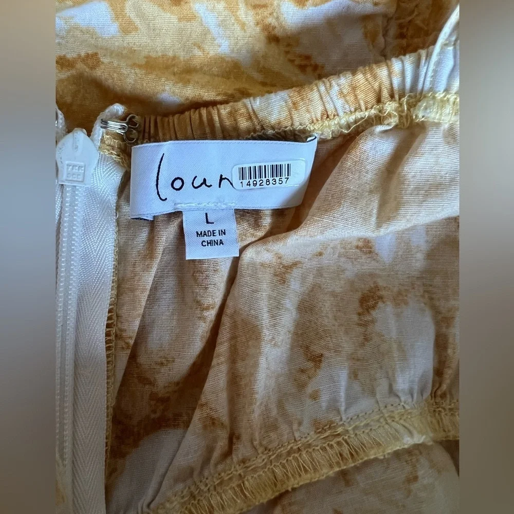 Louna Mini Dress – White & Yellow – Size Large – Perfect for Spring & Summer!